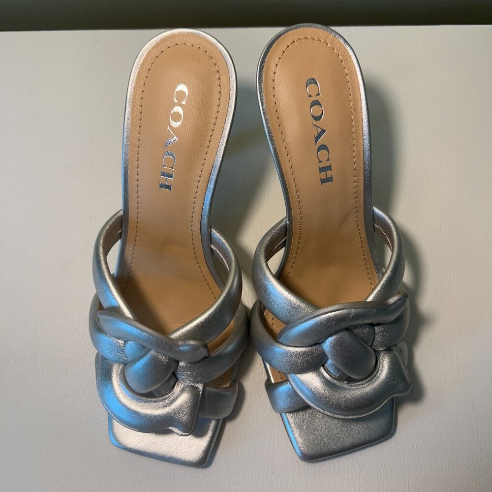 Coach Women's Kellie Metallic Leather High Heel Sandals - Picture 6 of 11